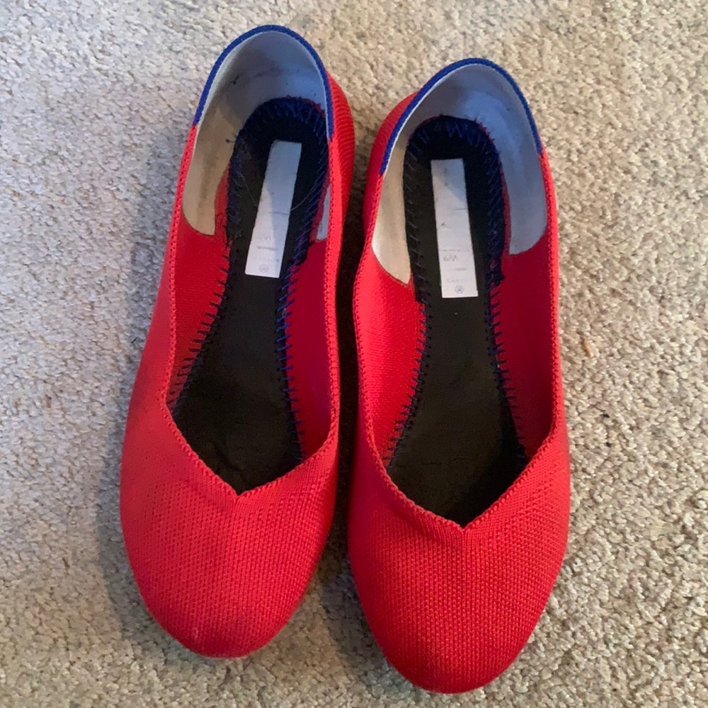 Rothy's Red Rounded-Toe Flats, Scooter Red, Size 9